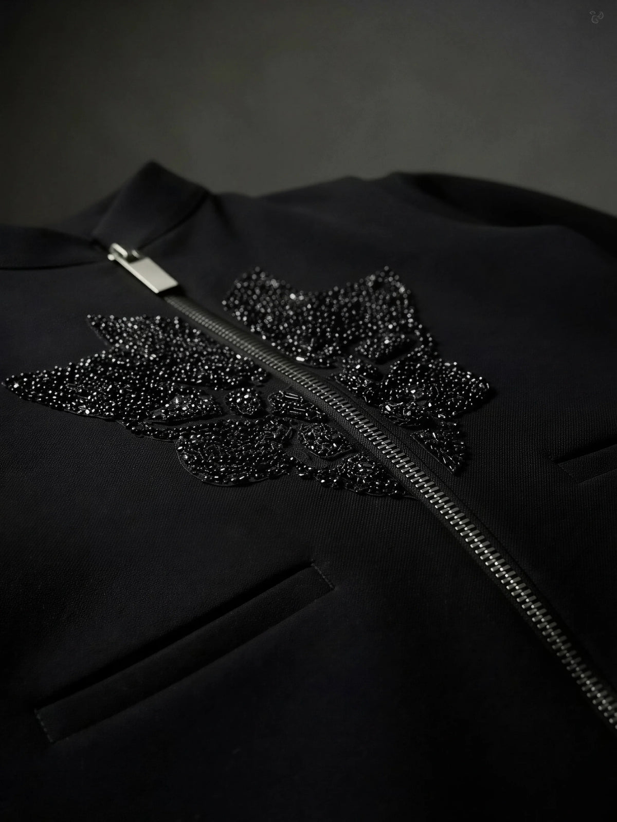 Boys Black Embellished Waistcoat Jacket Set