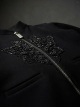 Boys Black Embellished Waistcoat Jacket Set