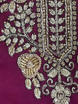 Girls Purple Embroidered Kurta Palazzo Set.