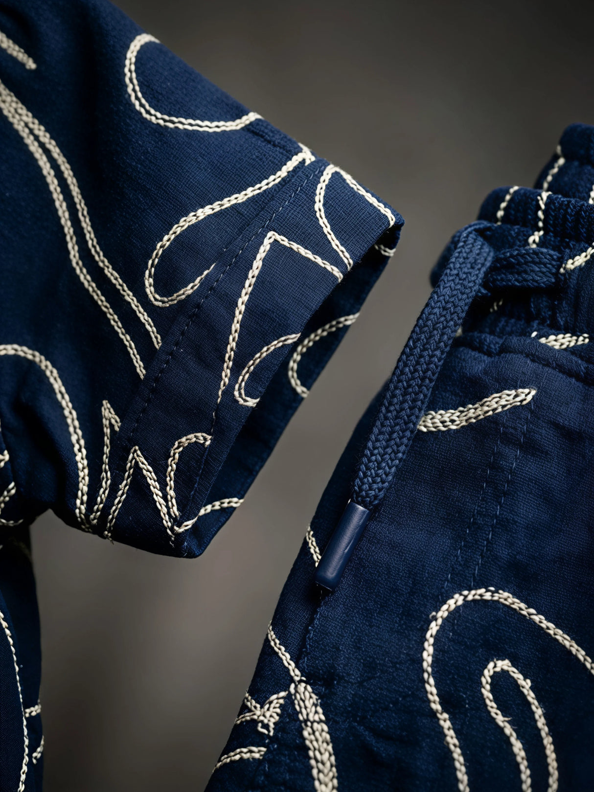 Boys Navy Blue Abstract Print Co-ord Set