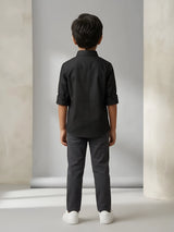 Boys Classic Solid Black Casual Shirt.