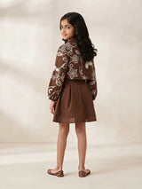 Brown Floral Embroidered Frocks Kids Ethnic Wear Indo Western