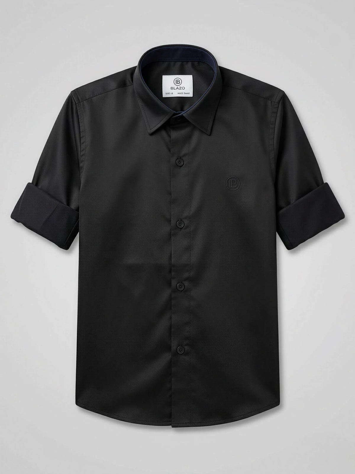 Boys Classic Solid Black Casual Shirt.