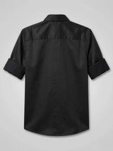 Boys Classic Solid Black Casual Shirt.