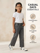 Girls Grey Comfort Fit Elastic Waist Casual Pants.