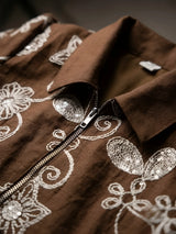 Brown Floral Embroidered Frocks Kids Ethnic Wear Indo Western