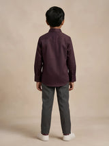 Boys Dark Purple Full Sleeve Casual Shirt.