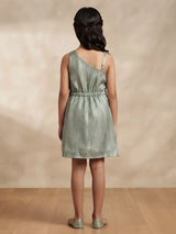 Green Rose Applique One Shoulder Frocks
