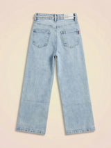 Girls Light Blue Wide Leg Belted Casual Pants.