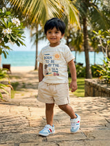 Boys Cream "Born By The Sea" T-Shirt and Shorts Coord Set