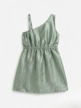Green Rose Applique One Shoulder Frocks
