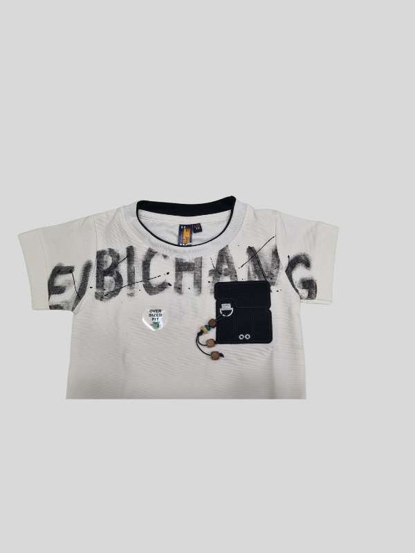 Boys' Trendy Graphic T-Shirt – Short Sleeve with Chest Pocket & Street Style Print - White