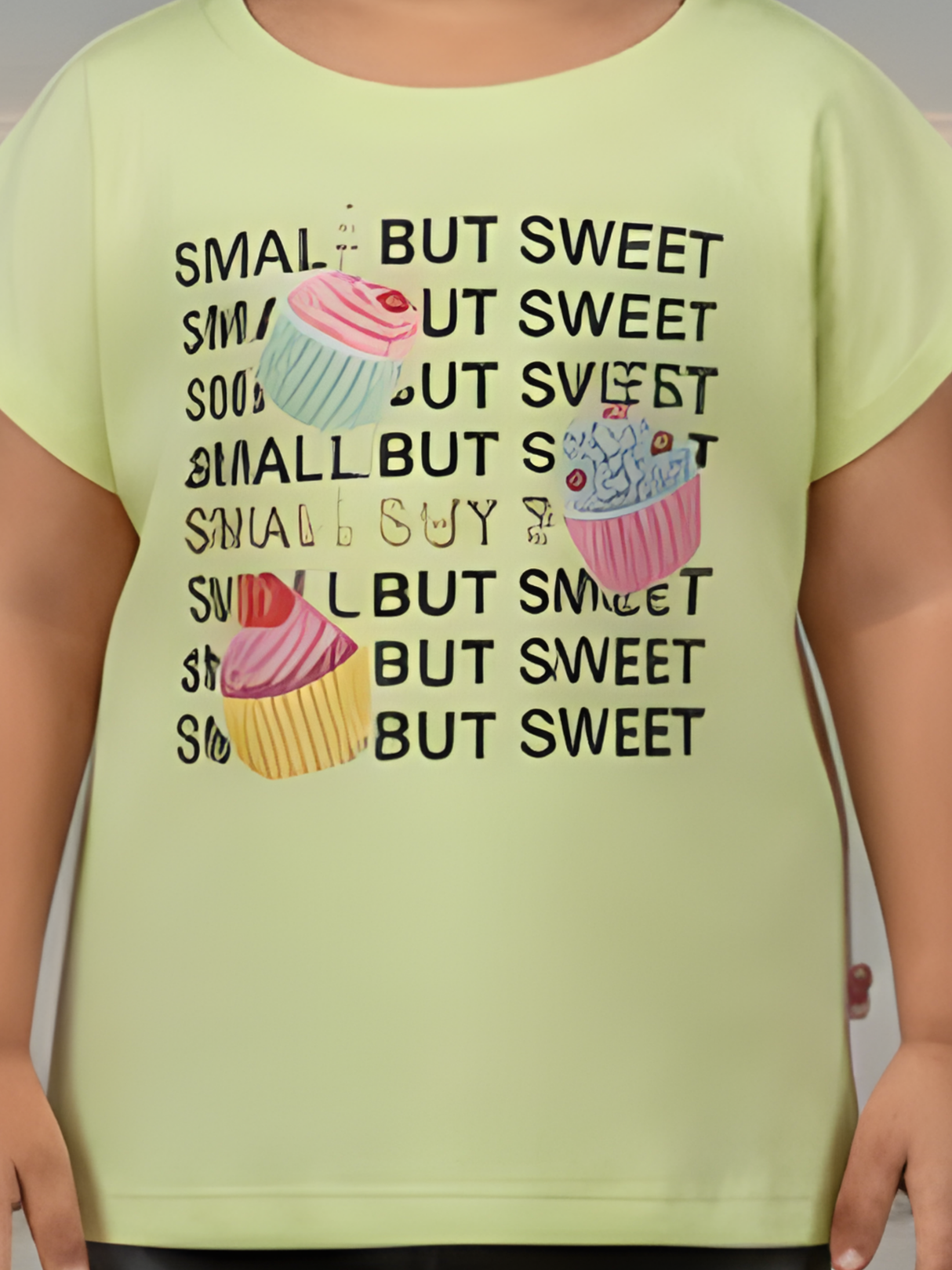 Girls Mint Green "Small But Sweet" Cupcake Graphic Tee
