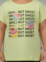 Girls Mint Green "Small But Sweet" Cupcake Graphic Tee