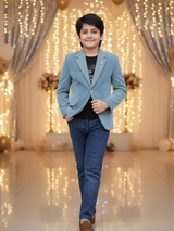 Boys' Light Blue Corduroy Sport Coat / Casual Blazer