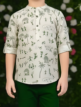 Boys Printed Cotton Kurta Set – Stylish Ethnic Wear