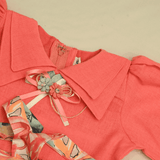 Girls Casual Printed Cotton Frocks - Peach