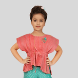 Girls Traditional Sleeves Less Plazo Set - Pink