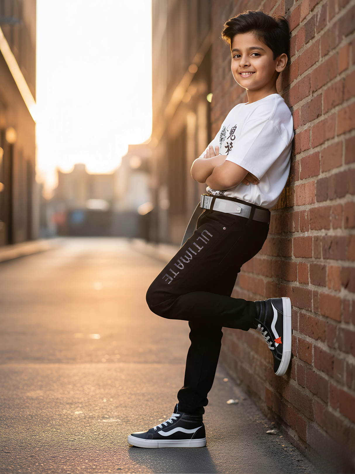 Boys' Premium Black Slim Fit Graphics Denim Jeans