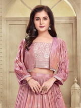 Girls Traditional Sleeves Less Long Choli - Pink
