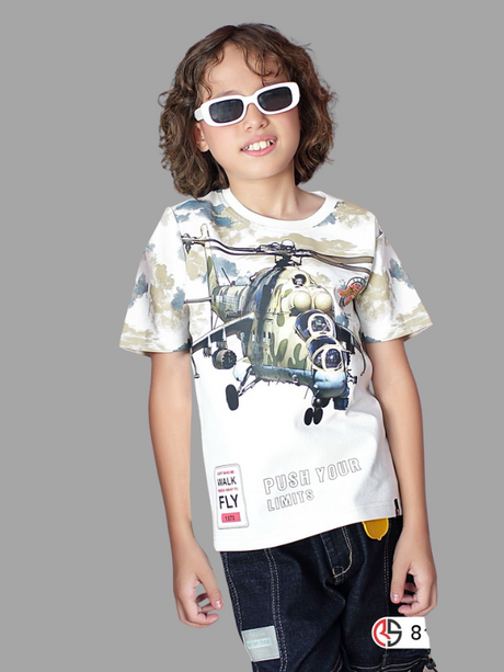 Boys' Cream Graphic T-Shirt
