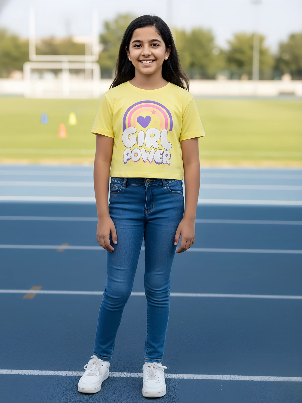 Girls "Girl Power" Graphic Crop Top