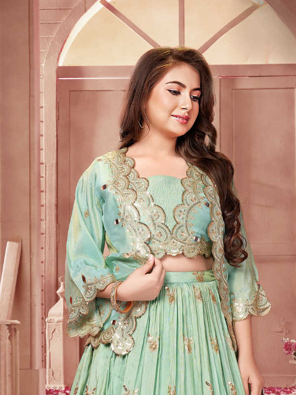 Girls Traditional Full Sleeves Long Choli - Blue