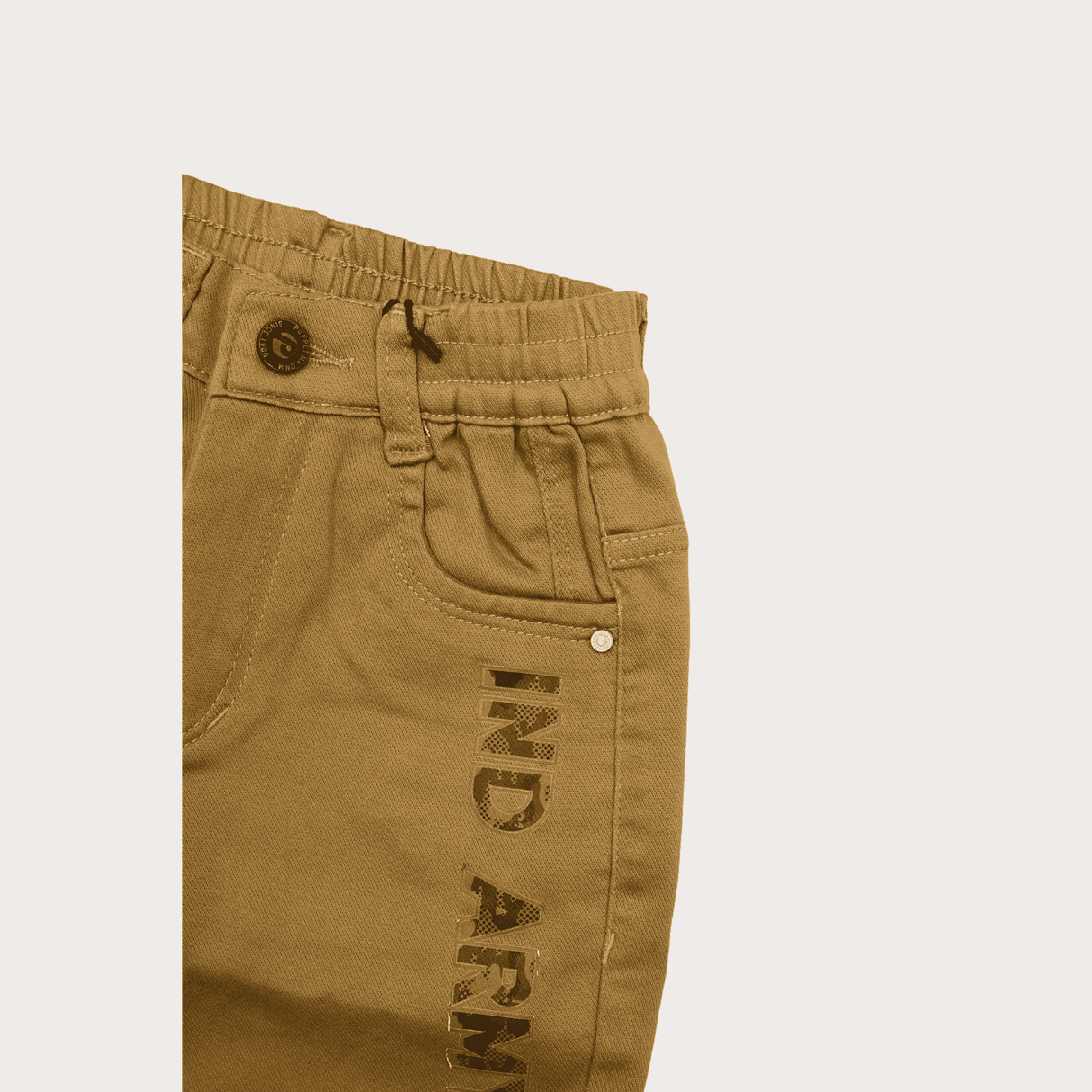 Boys Leisure Plain Elastic Waist Shorts Full Elastic - Brown