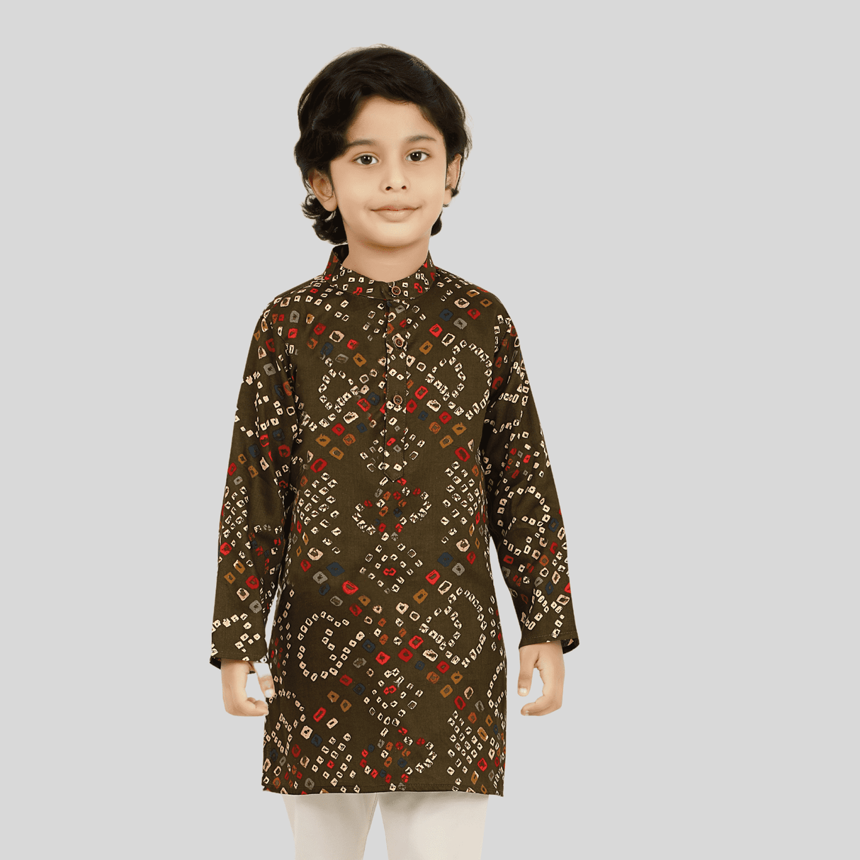 Boys Traditional Printed Chudidar Kurta Set - Green
