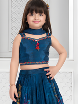 Girls Traditional Sleeves Less Long Choli - Blue