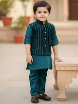 Boys Deep Teal Green Kurta Set