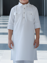 Boys' Pristine White Pathani Suit Set