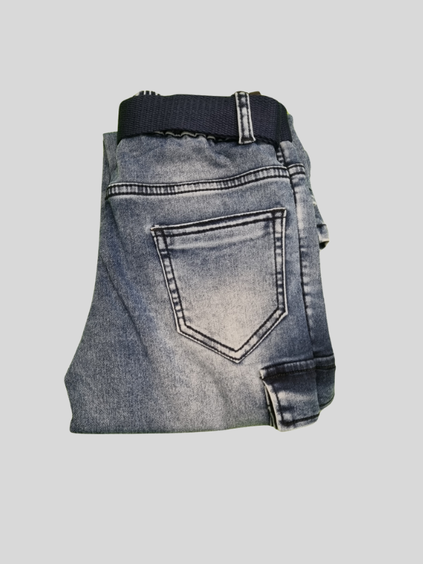 Boys Stylish Denim Cargo Jeans Pant with Belt  - Blue