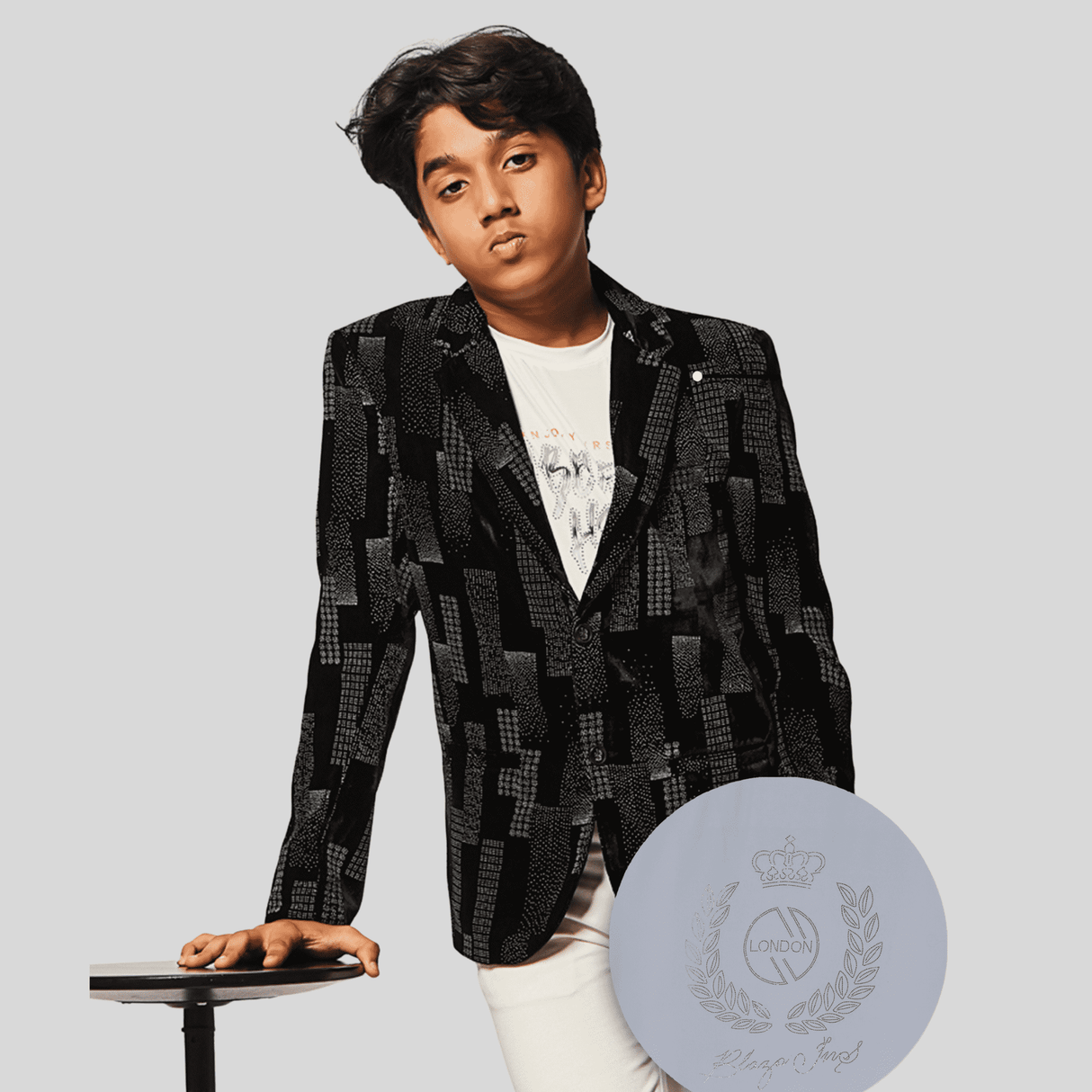 Boys Party Blazer With T-Shirt -Black