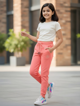 Girls' Pink Cotton-Blend Comfort Joggers