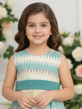 Girls Casual Printed Cotton Frocks - Blue