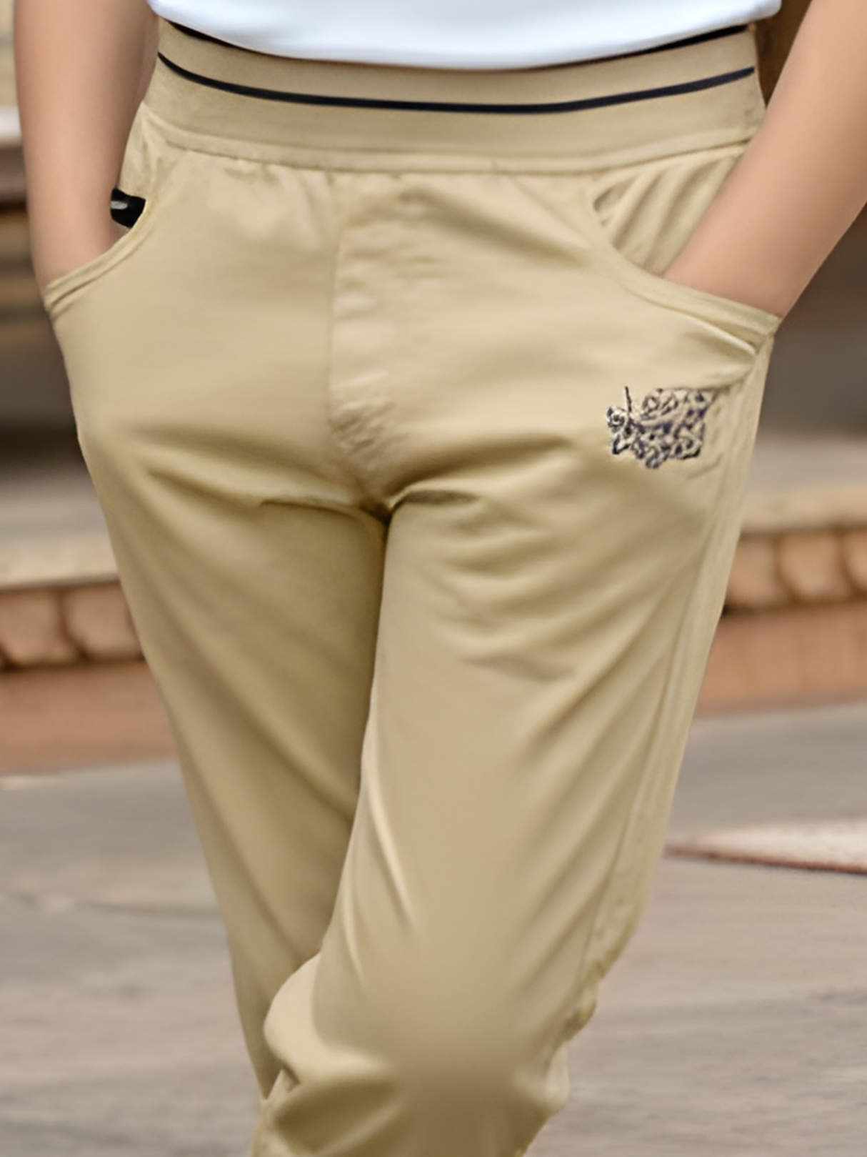 Boys' Timeless Khaki Comfort-Waist Trousers