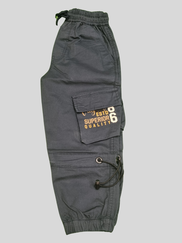Boys' Black Utility Cargo Joggers – ‘Focus Denim’ Street-Style Comfort Pants