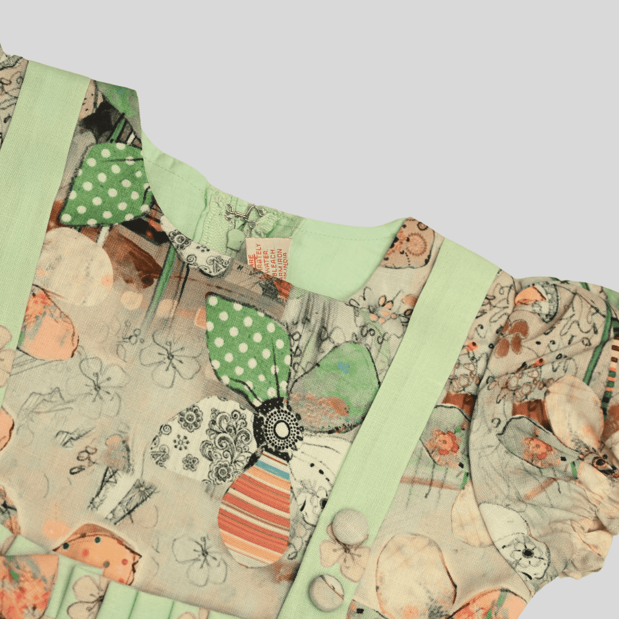 Girls Casual Printed Fancy Frocks - Green