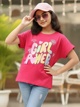 Rani Pink "Girl Power" Graphic Cotton T-Shirt