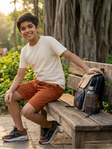 Boys' Earthy Brown Cotton Casual Shorts