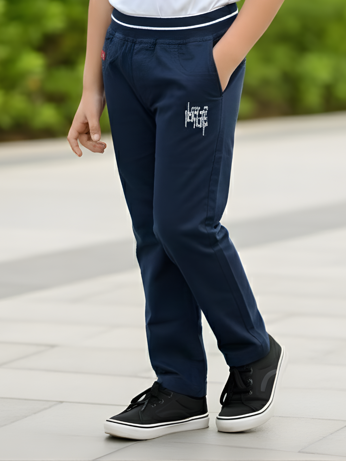 Boys' Signature Navy Blue Comfort-Waist Pants