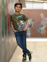 Boys' Olive Green Unicorn Gundam Graphic T-Shirt