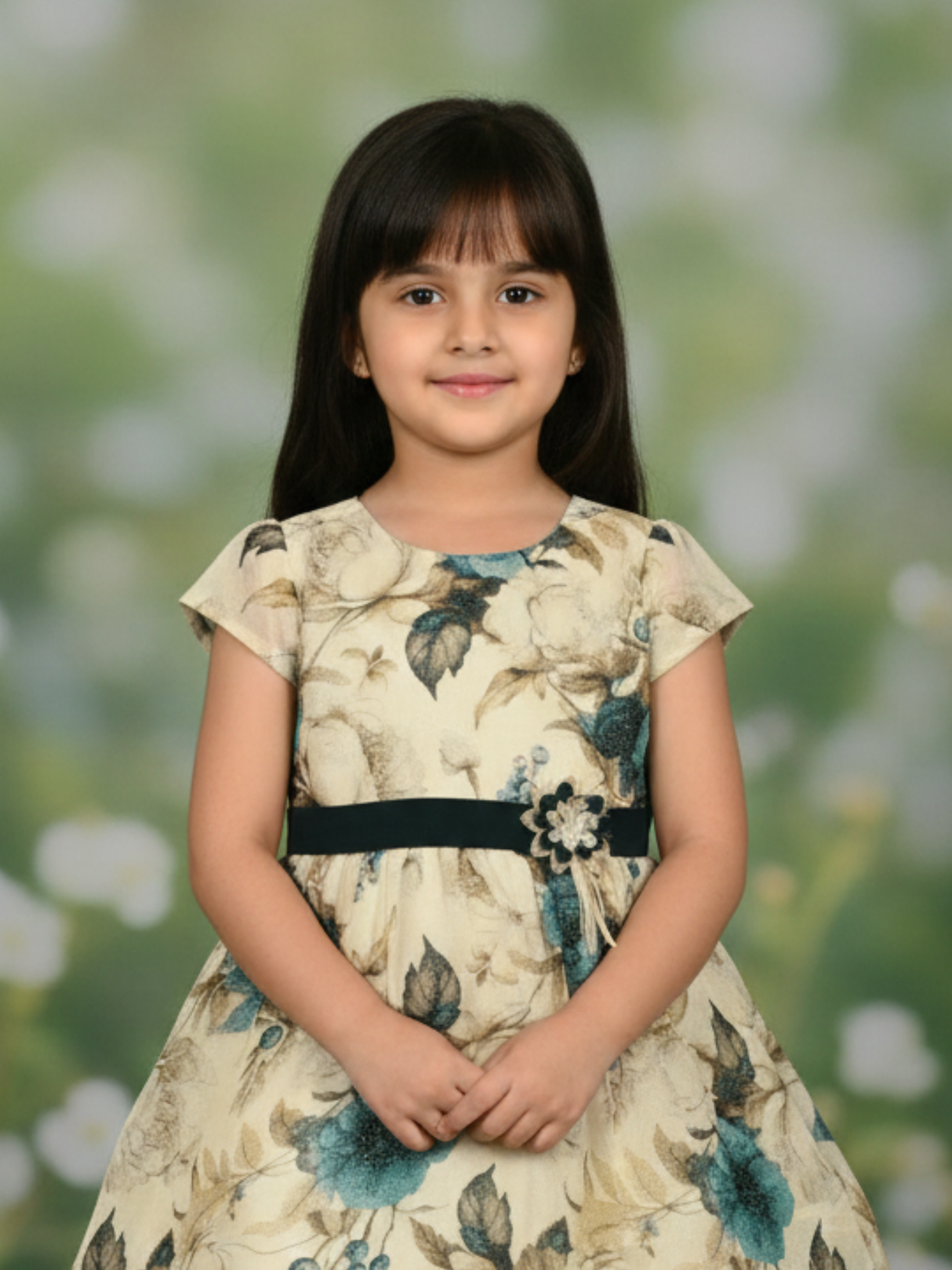 Girls Casual Printed Cotton Frocks - Green