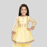 Girls Traditional Full Sleeves Sharara Set - Yellow