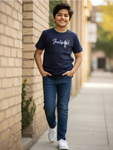 Kids' 'Free Spirit' Adventure Graphic T-Shirt - Dark Navy Blue.