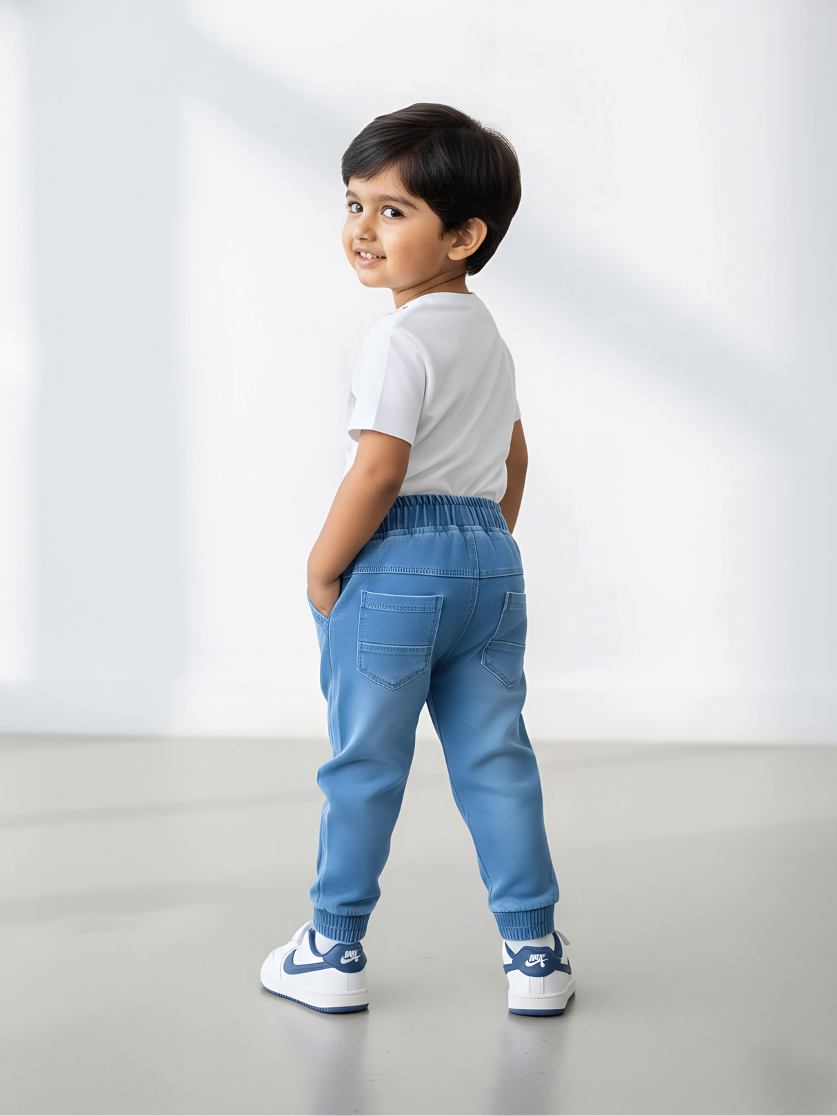 Boys Light Blue Denim Jogger Jeans