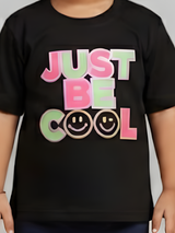 Girls Black "Just Be Cool" Smiley Graphic Tee