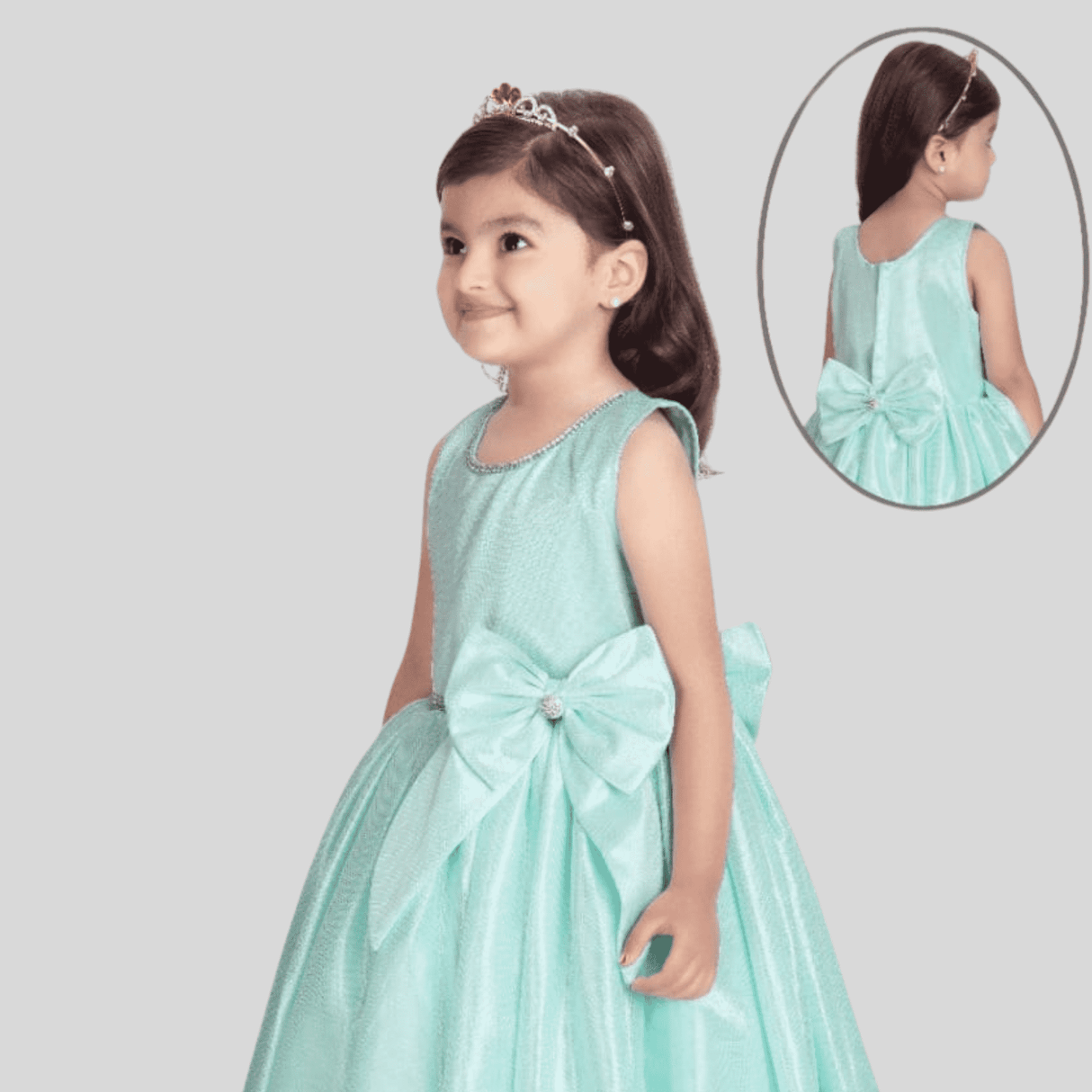 Girls Party Heavy Western Gown with work - Green