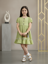 Toddler Girls' Lime Green Embroidered Forest Frock
